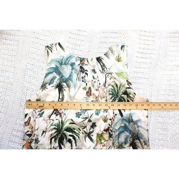 H&M summer floral Peplum tropical dress bird print macaws & butterflies Size 12 - Picture 3 of 14